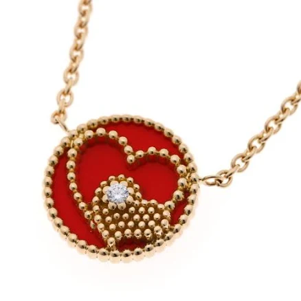DIOR Rose Des Vents Necklace With Heart Motif Yellow Gold, Diamond And Red Ceramic Women