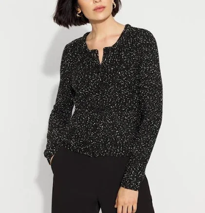 White House Black Market Metallic Tweed Button-Front Cardigan Sweater