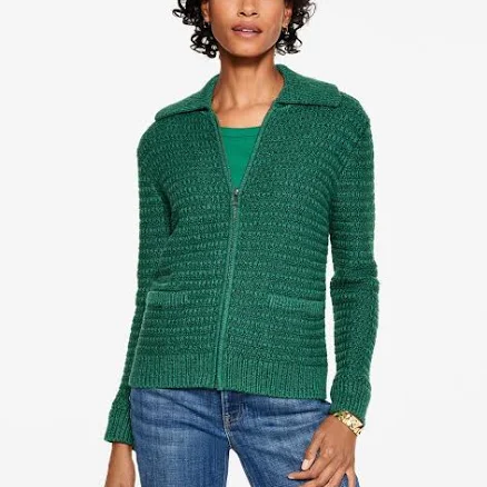 Women's Talbots Tweed Zip Front Cardigan Sweater