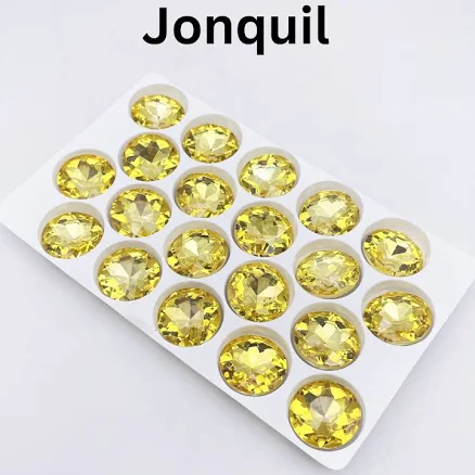18mm Round Pointed Back Rhinestones | Planet Rhinestone Jonquil