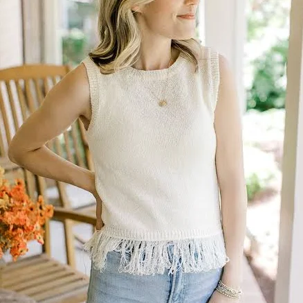 Epiphany Boutique Sleeveless Knit Fringe Top