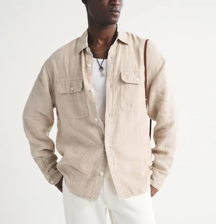 Abercrombie & Fitch Men's Linen 2-Pocket Shirt