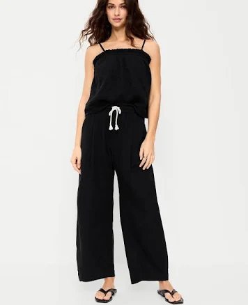 Old Navy Women's High-Waisted Crinkle Gauze Barrel Ankle Pants