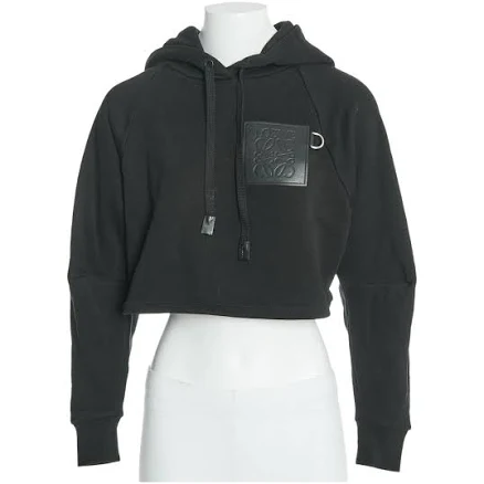 Loewe Black Cotton Cropped Anagram Hoodie XS