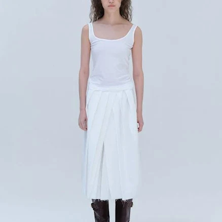 "REPOS CUTTING PLEATS SKIRT" by W Concept