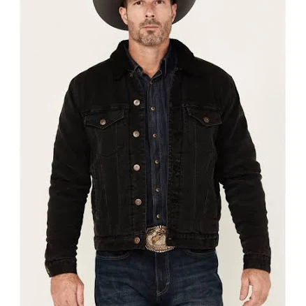 Cody James Men's Outlaw Sherpa Lined Denim Trucker Jacket