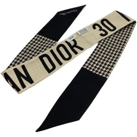 Christian Dior 30 Montaigne Mizza Silk Scarf Black X Beige