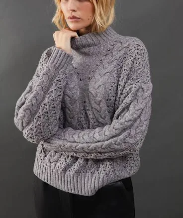 Chunky Cable Knit Roll Neck Jumper