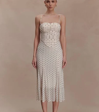 MESHKI Willa Gathered Mesh Midi Dress