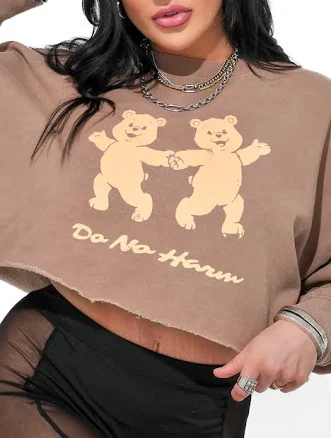 CROPPED DO NO HARM OVERSIZED GRAPHIC SWEATSHIRT