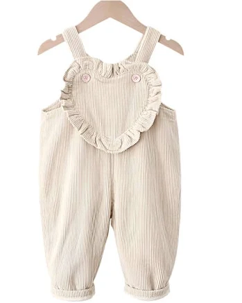 Heart Corduroy Ruffle Overalls