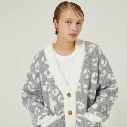 YK Leopard Knit Cardigan