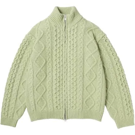 vowels Men's Cable Knit Zip Up