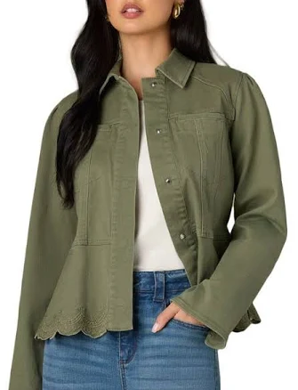 Wit & Wisdom Women's Puff Shoulder Peplum Denim Jacket