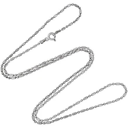 Sterling Silver 925 Bar Dot Chain Necklace, 24"