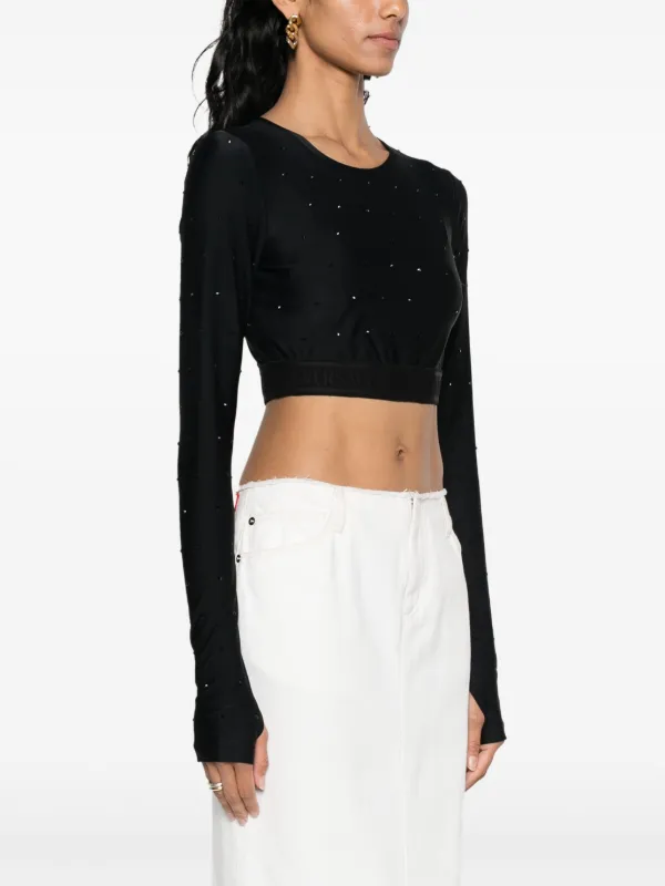 Crystal-embellished Crop Top