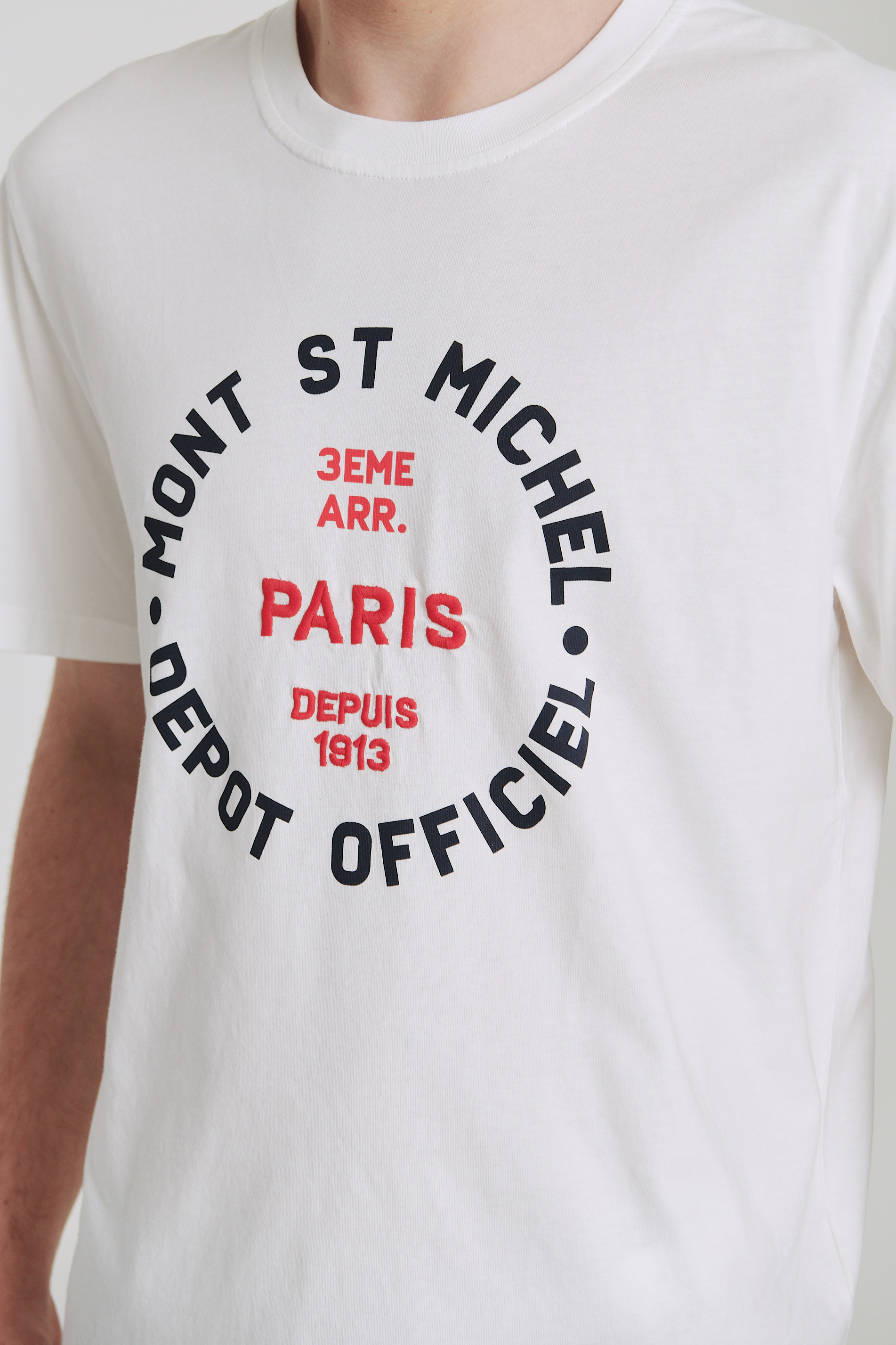 Paris lettering Cotton T-shirts _ White