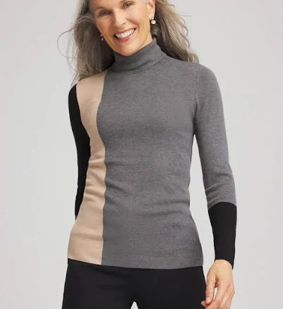 Chico's Women's Ella Colorblock Turtleneck Sweater