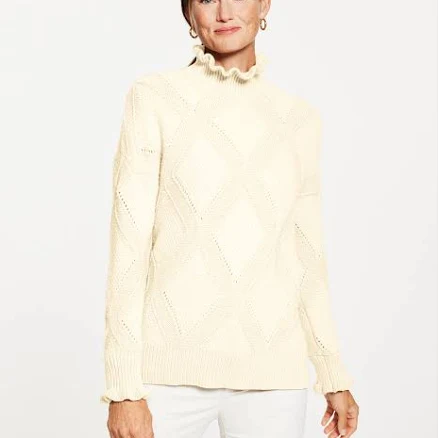 Women's Talbots Ruffle Mockneck Sweater