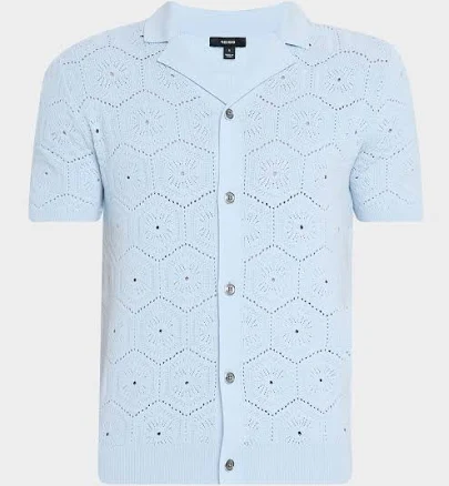 Reiss Mens Royce Pointelle Button-Through Shirt