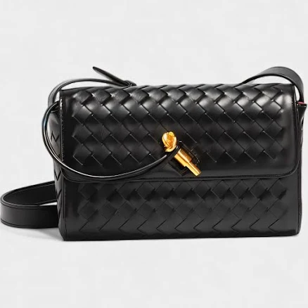 CLEO Women's Mini Woven Shoulder Bag with Gold Lock Accent
