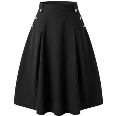 Women's High Waist Pleated Flared Midi Skirt