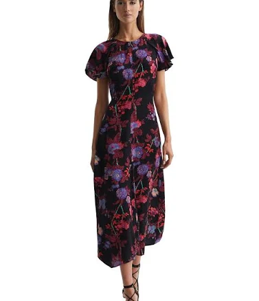 Reiss Eleni Fitted Floral Midi Dress