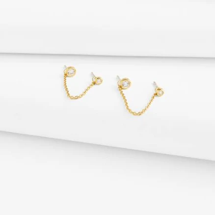 Madewell 14K Gold Demi-Fine Chain Double Stud Earrings