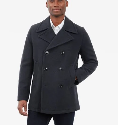 London Fog Men's Double-Breasted Wool Blend Peacoat