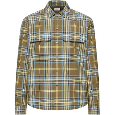 Moncler Men's Plaid Nylon Snap-Up Shirt