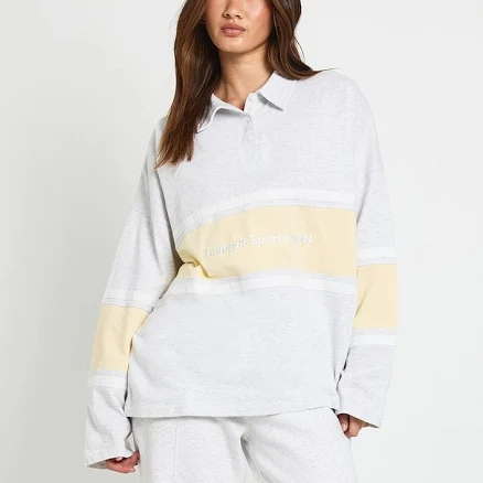 Boohoo Women's Embroidered Contrast Panel Rugby Top