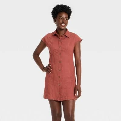 Universal Thread Women's Short Sleeve Mini Shirt Dress