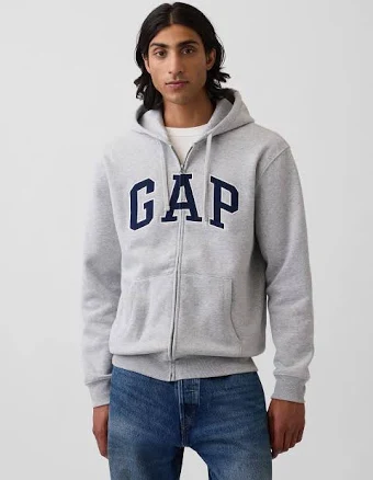 Men's Adult Gap Vintagesoft Arch Logo Full-Zip Black Hoodie