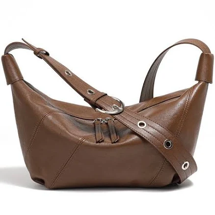 Women's Genuine Leather Croissant Crossbody Dumpling Bag