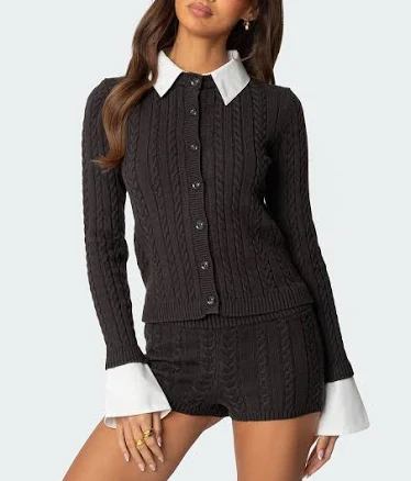 Edikted Women's Avey Detachable Cuff & Collar Cardigan