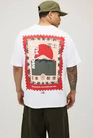 White Oversized Stamp Graphic T-shirt