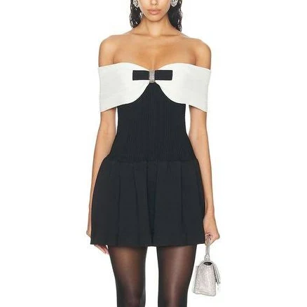 self-portrait Knit Bow Mini Dress