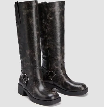 CIDER Women's Distressed Lightweight Knee High Boots