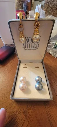 Nolan Miller Glam Interchangeable Pearl Ball Earrings Drop Dangle Clip