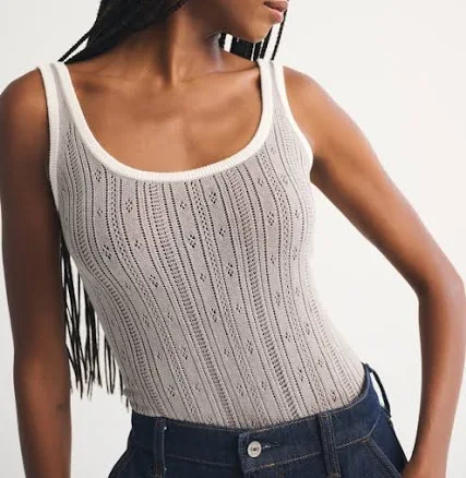 Abercrombie & Fitch Women's Pointelle Scoopneck Sweater Tank