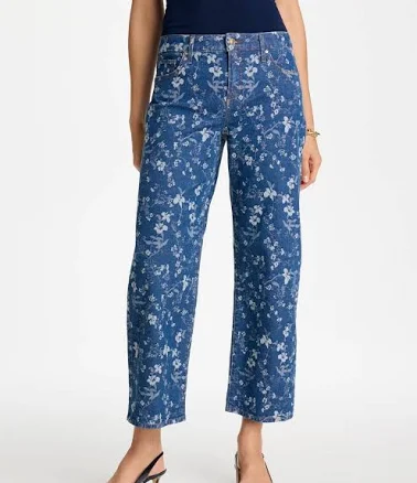 Chico's Women's Girlfriend Wide Floral Crop Jeans