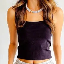 Elena Wide Neck Tank One Size / Black