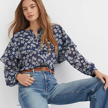 Loft Women's Floral Cape Blouse