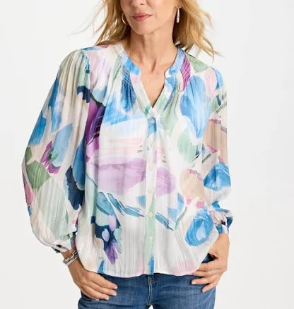 Chico's Women's Blur Geo Button Front Blouse