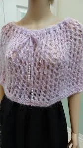 Hand Knitted Lavender Mohair Cape: Elegant Evening Wear
