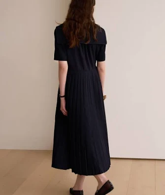 BEMUSE MANSION Sailor Lace Pleated Dress