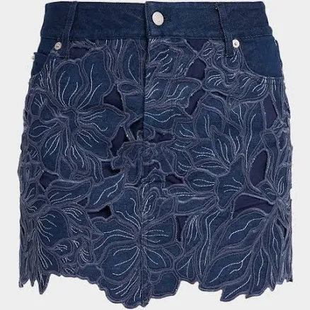 Simkhai Women's Winnie Floral Denim Mini Skirt