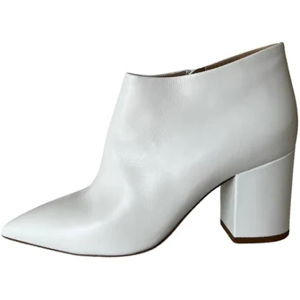 White LOW ANKLE BOOT WITH STACKED HEEL, SIZE 39 and 40 - 39