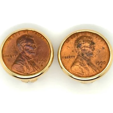 14k Yellow Gold James Avery D1990 Penny Earrings.