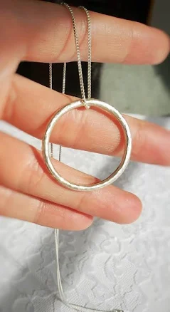 Sterling Silver Minimalist Round Pendant Necklace